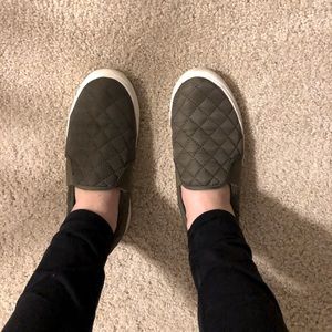 Steve Madden Olive Green Quilted Slip Ons